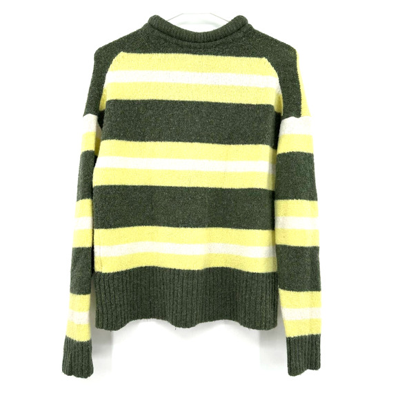 Madewell size Medium striped fulton pullover sweater yellow green - Picture 2 of 5
